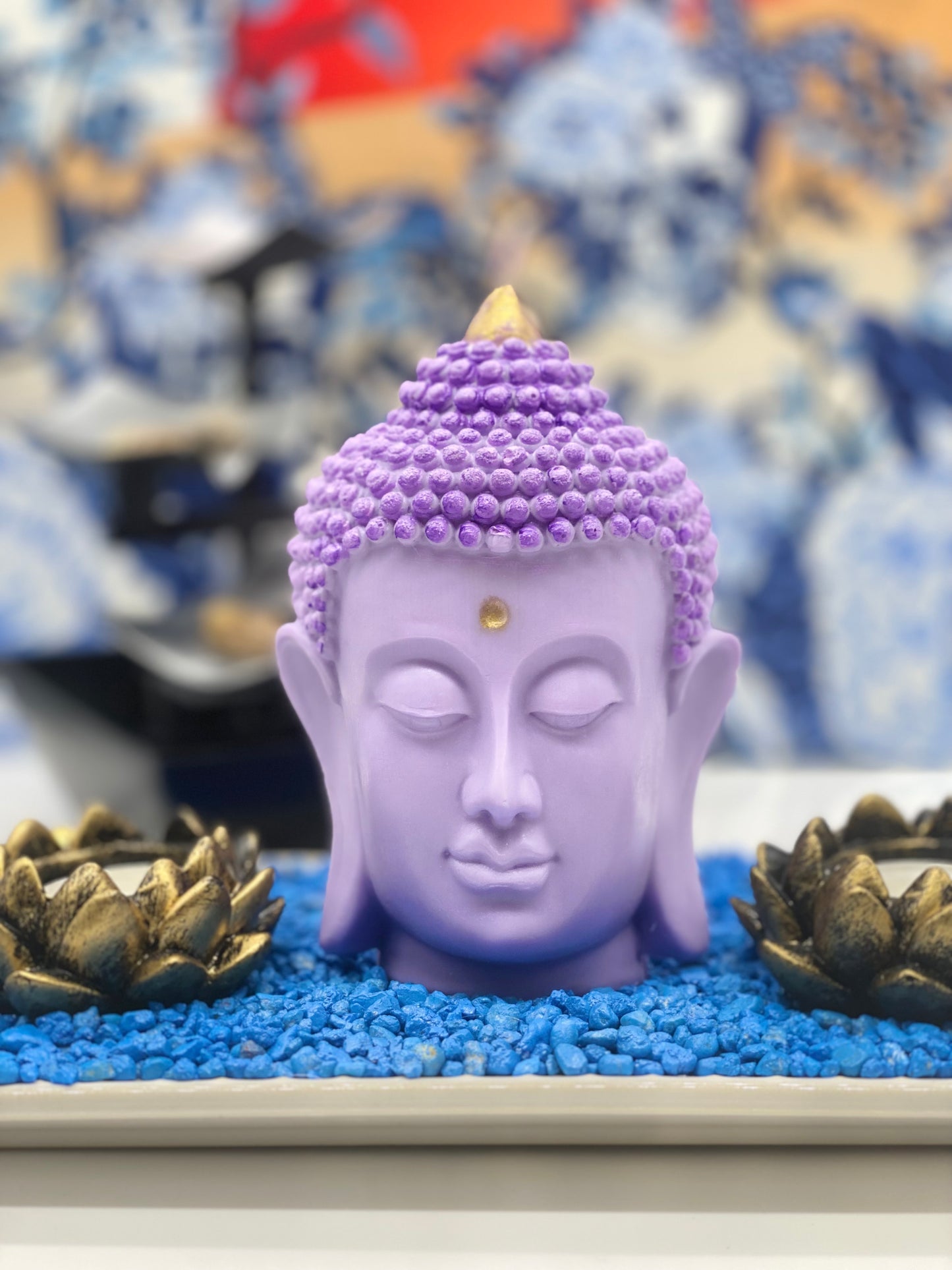 Candle, Decor, Zen, Meditation, Feng Shui, Relax, Yoga, Retreats, Karma, Buddha Head Lavender