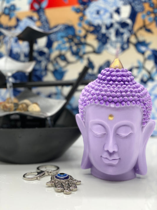 Candle, Decor, Zen, Meditation, Feng Shui, Relax, Yoga, Retreats, Karma, Buddha Head Lavender