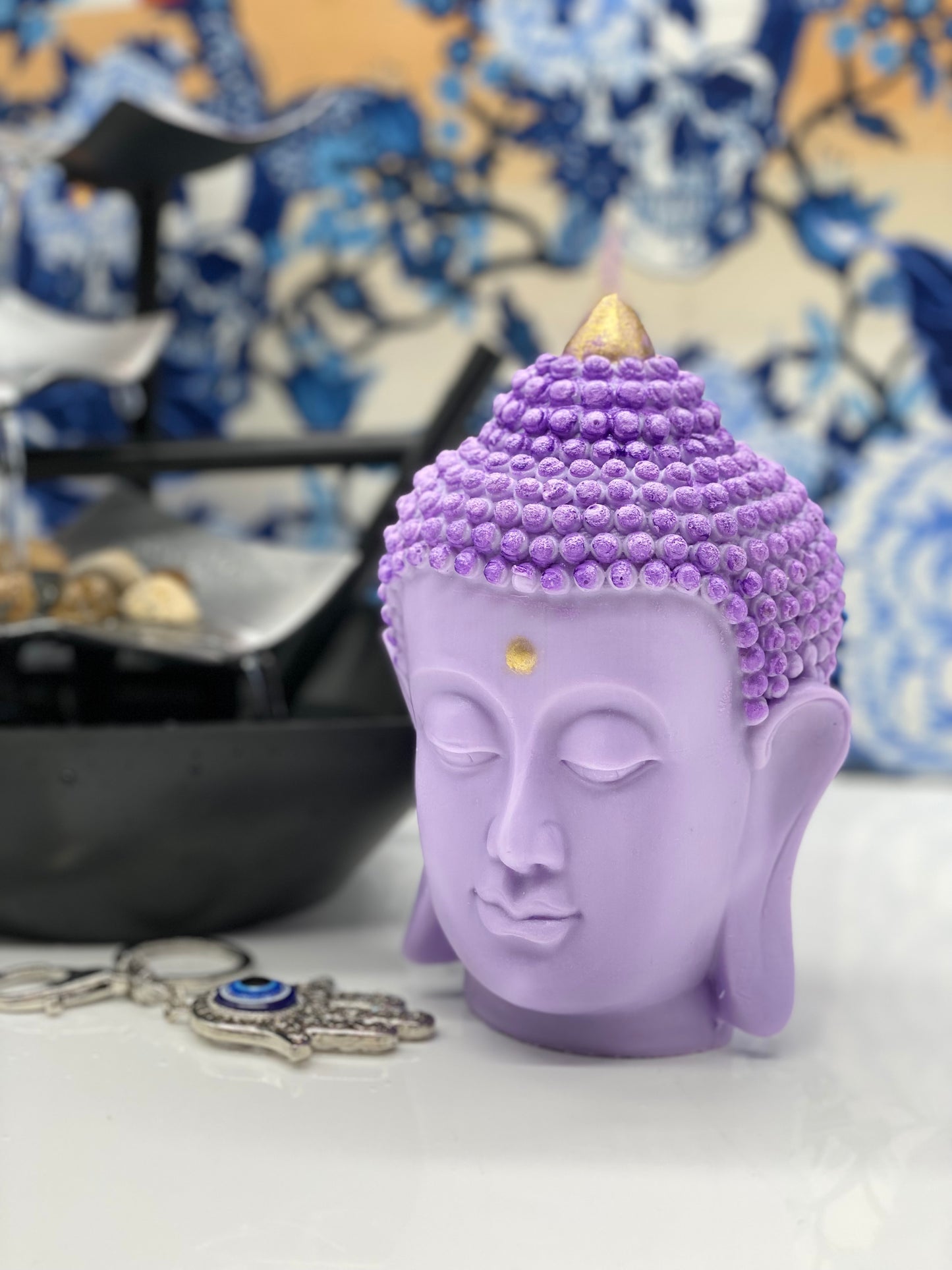 Candle, Decor, Zen, Meditation, Feng Shui, Relax, Yoga, Retreats, Karma, Buddha Head Lavender