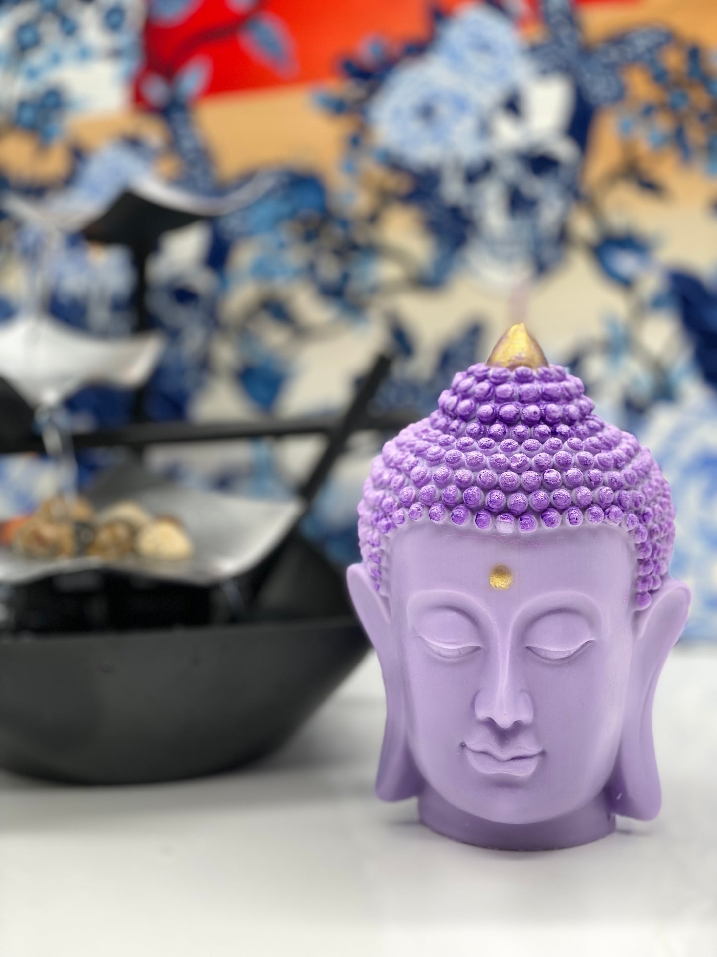 Candle, Decor, Zen, Meditation, Feng Shui, Relax, Yoga, Retreats, Karma, Buddha Head Lavender