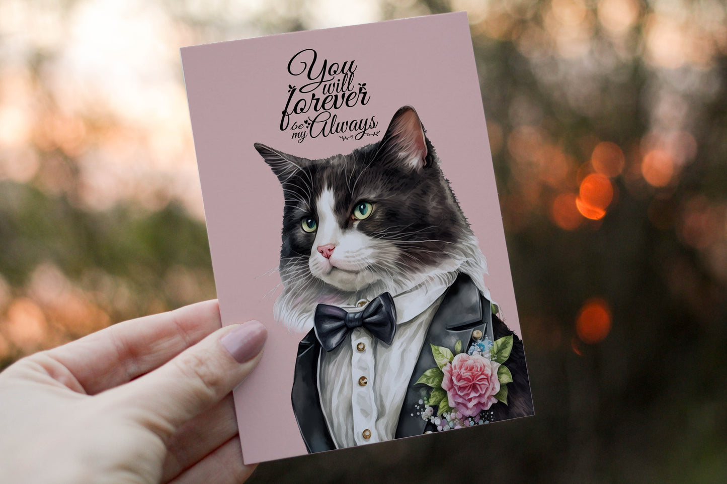 Design#131 Greeting Card, Love, Feline, Gifts, Pets,  Cat Lovers, Birthday, Romance, Gentlemen Cat