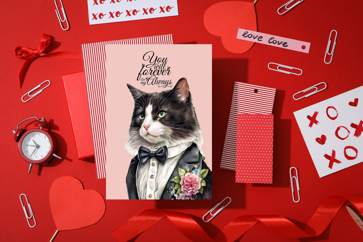 Design#131 Greeting Card, Love, Feline, Gifts, Pets,  Cat Lovers, Birthday, Romance, Gentlemen Cat