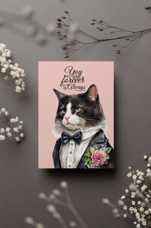 Design#131 Greeting Card, Love, Feline, Gifts, Pets,  Cat Lovers, Birthday, Romance, Gentlemen Cat