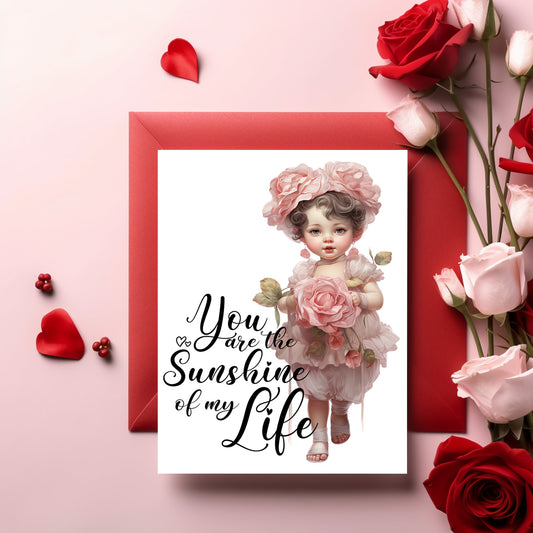 Design#140  Greeting Card, Love, Valentines, Hearts, Gifts, I love you, Romance, Kids, Cutie Rose Baby