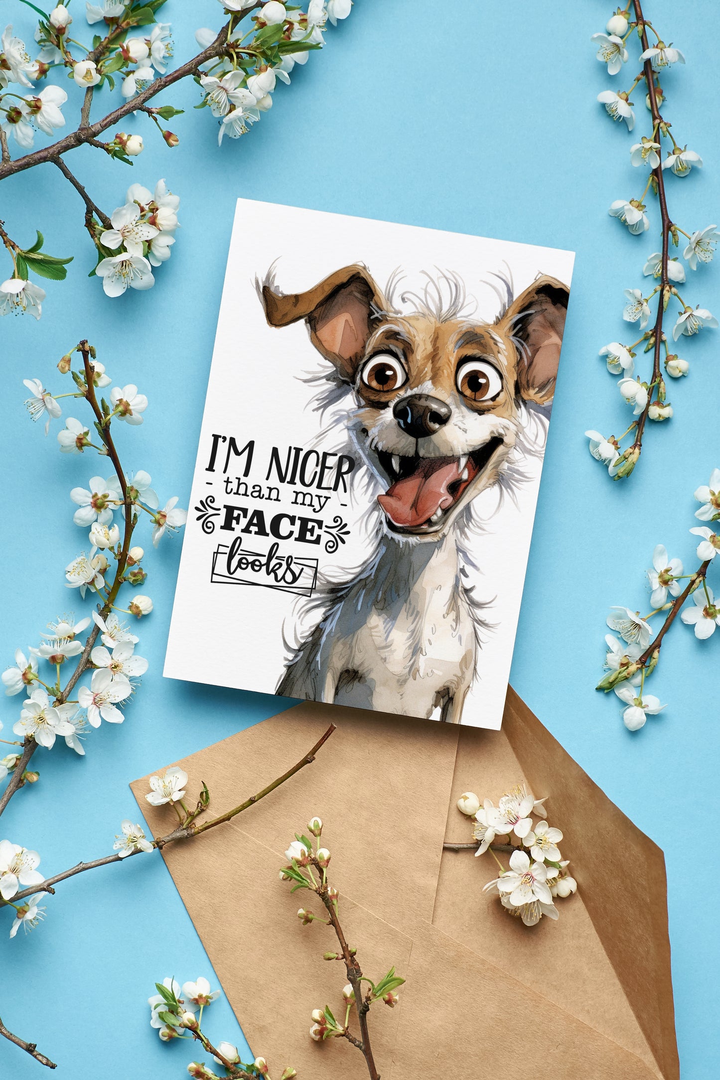 Design#168 Greeting Card, Canine, Humor, Pets, Dogs, Dog Lovers, Treats, Birthday, Romance, Tails, Funny Ugly Dog