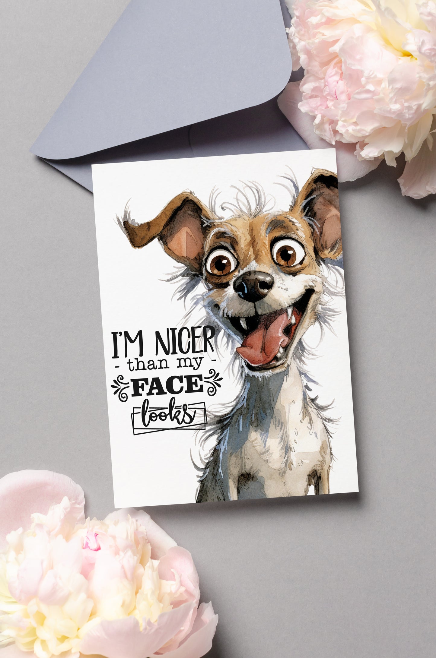 Design#168 Greeting Card, Canine, Humor, Pets, Dogs, Dog Lovers, Treats, Birthday, Romance, Tails, Funny Ugly Dog