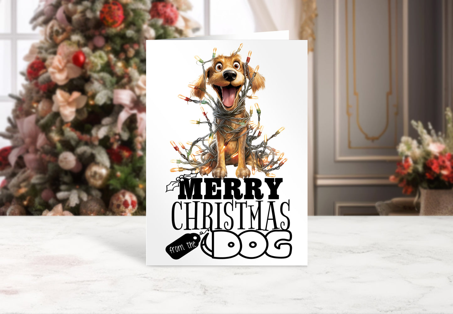 Design#16 Greeting Card, Wonderland, Winter, Gifts, Festive Season, Holiday, Dogs, Lights, Merry Christmas