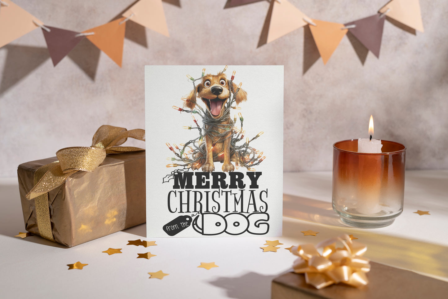 Design#16 Greeting Card, Wonderland, Winter, Gifts, Festive Season, Holiday, Dogs, Lights, Merry Christmas