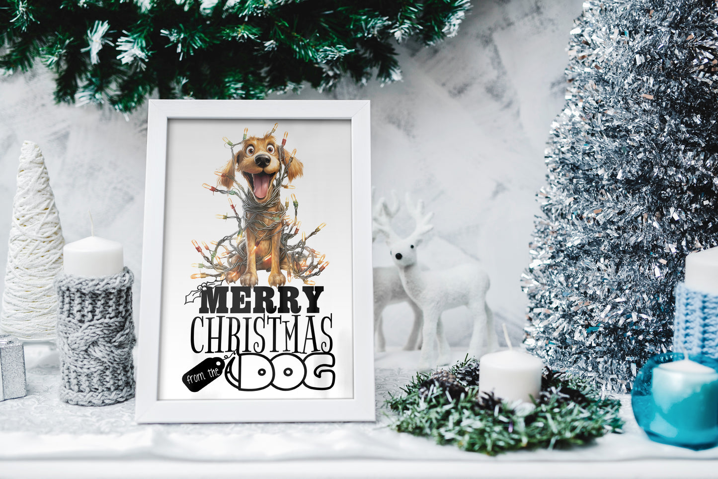 Design#16 Greeting Card, Wonderland, Winter, Gifts, Festive Season, Holiday, Dogs, Lights, Merry Christmas