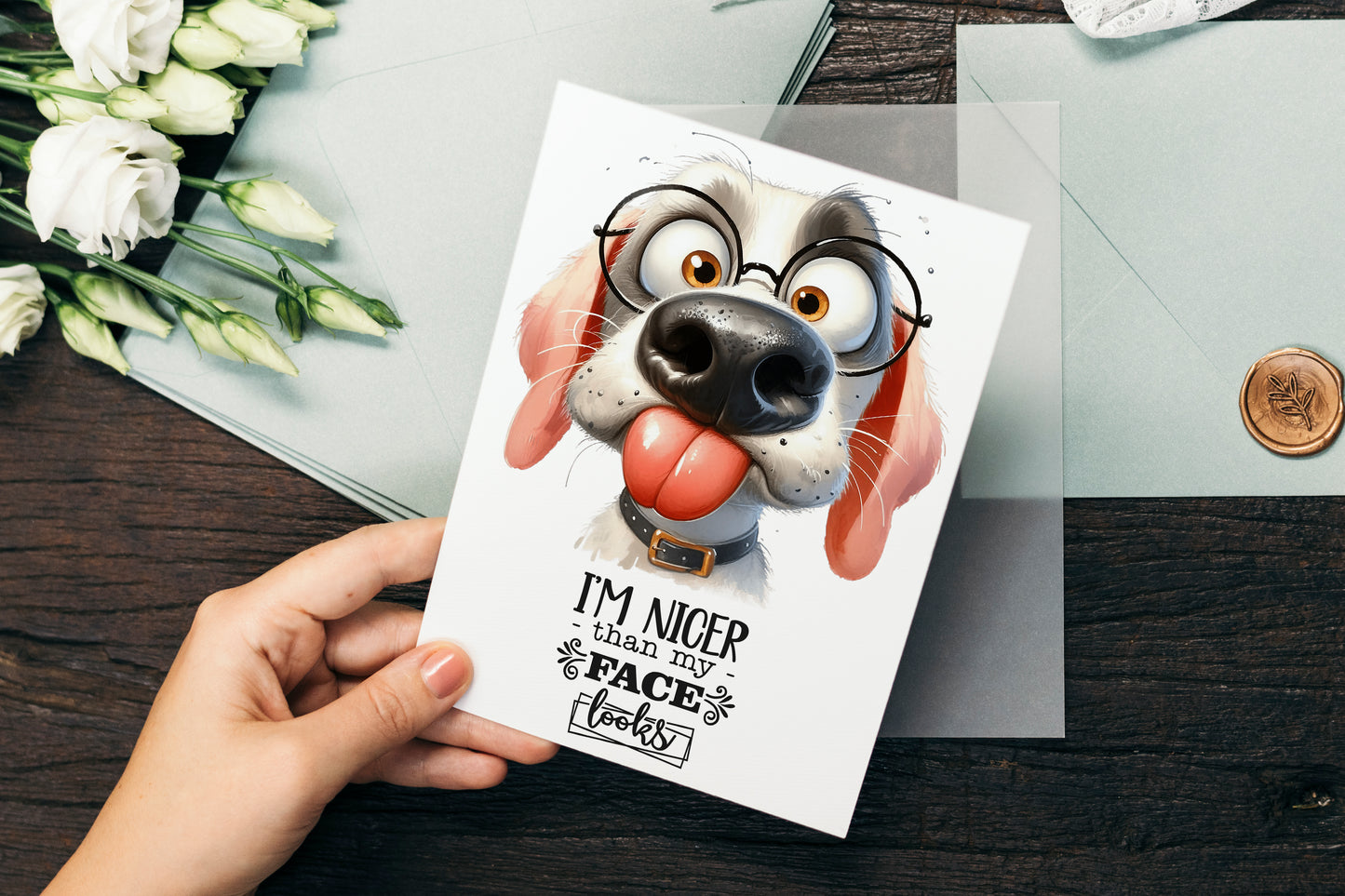 Design#170 Greeting Card, Canine, Humor, Pets, Dogs, Dog Lovers, Treats, Birthday, Romance, Funny Ugly Dog