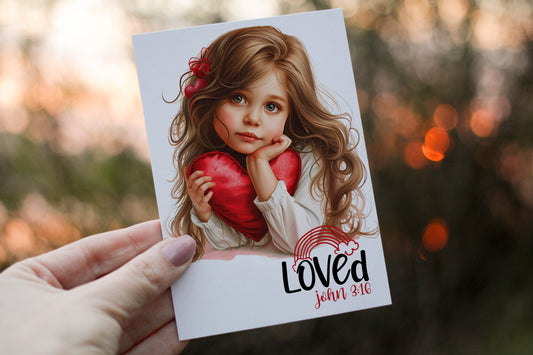 Design#184 Greeting Card, Love, Valentines, Hearts, Gifts, I love you, Bible Quotes, Kids, Cutie Girl with Heart