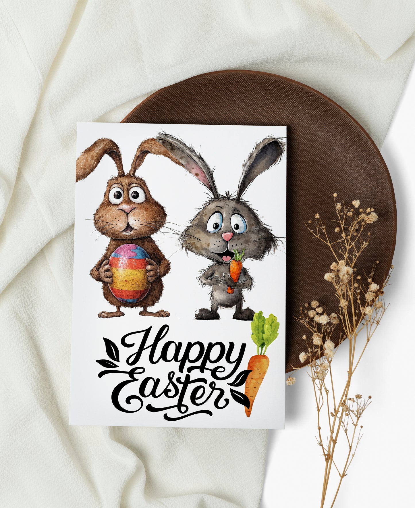 Design#186 Greeting Card, Love, Gifts, Spring, Eggs Hunting, Eggstavaganza, Bunnies with Carrots, Happy Easter