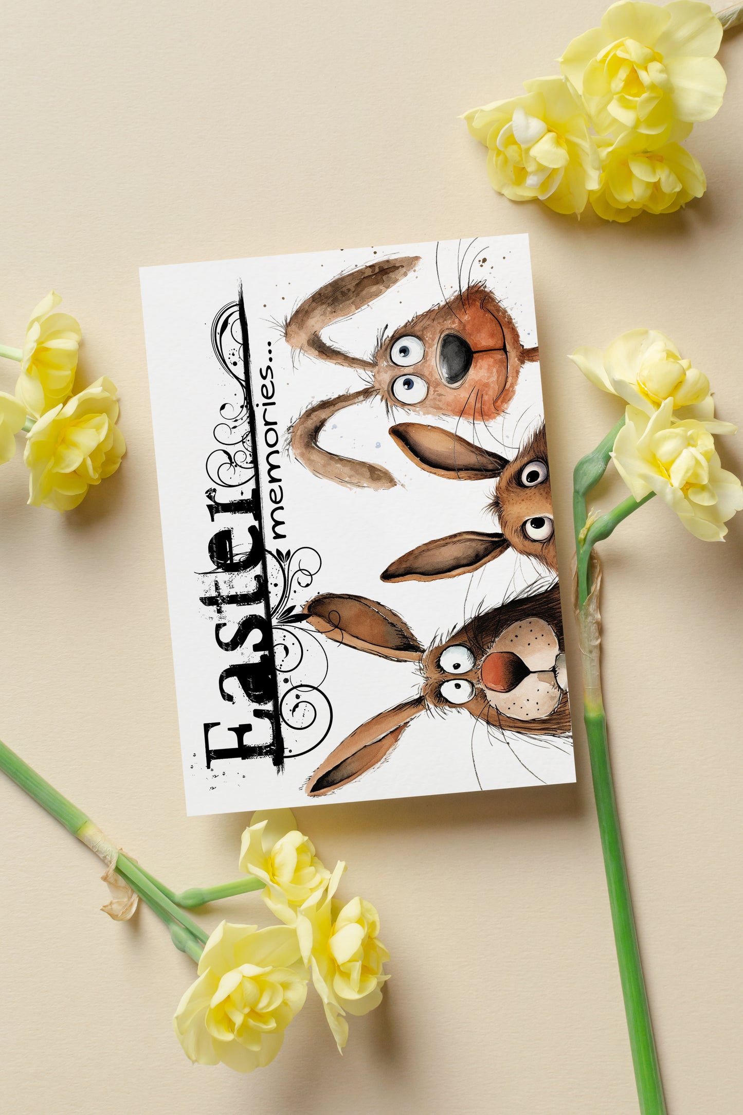 Design#191 Greeting Card, Love, Spring, Eggs Hunting, Blooming, Rabbits, Easter Memories