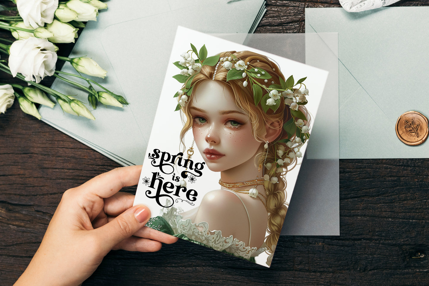 Design#200 Greeting Card, Love, Spring Mood, Flowers, Joy, Beauty, Lily of the Valley, Spring is Here