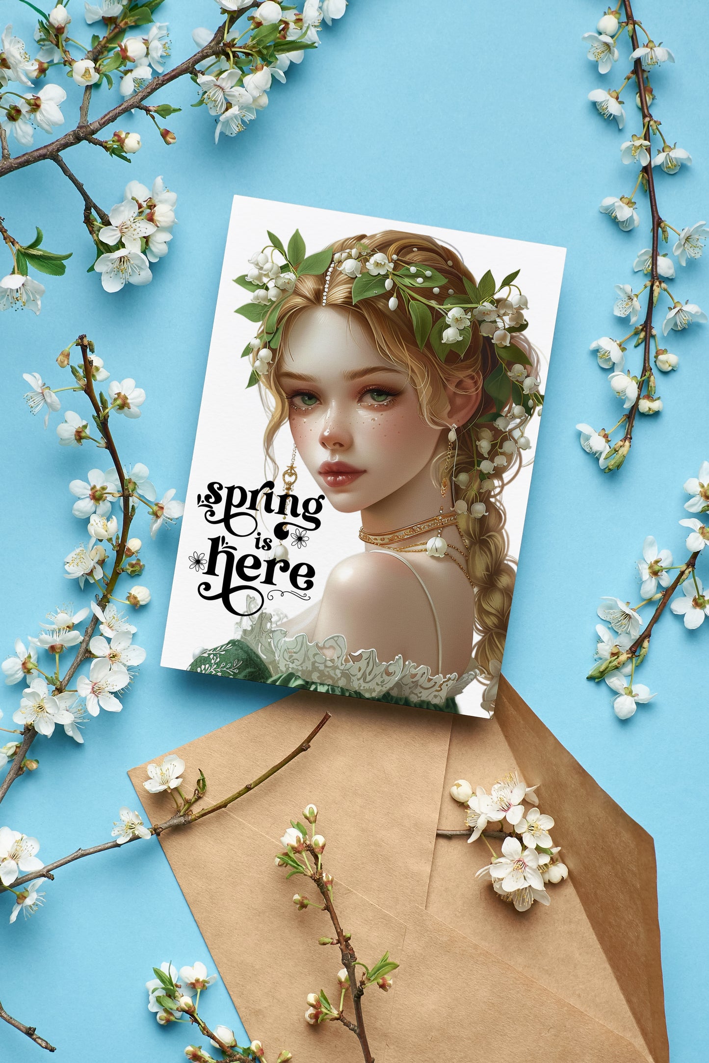 Design#200 Greeting Card, Love, Spring Mood, Flowers, Joy, Beauty, Lily of the Valley, Spring is Here