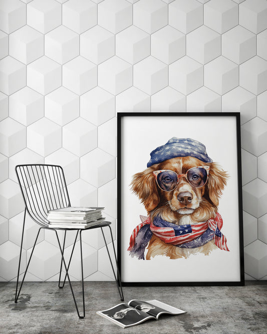 D#337_1 Wall art prints, Freedom, US Constitution, July 4, Liberty, Star-Spangled Banner, Patriotism, US Flag, Funny American Dog