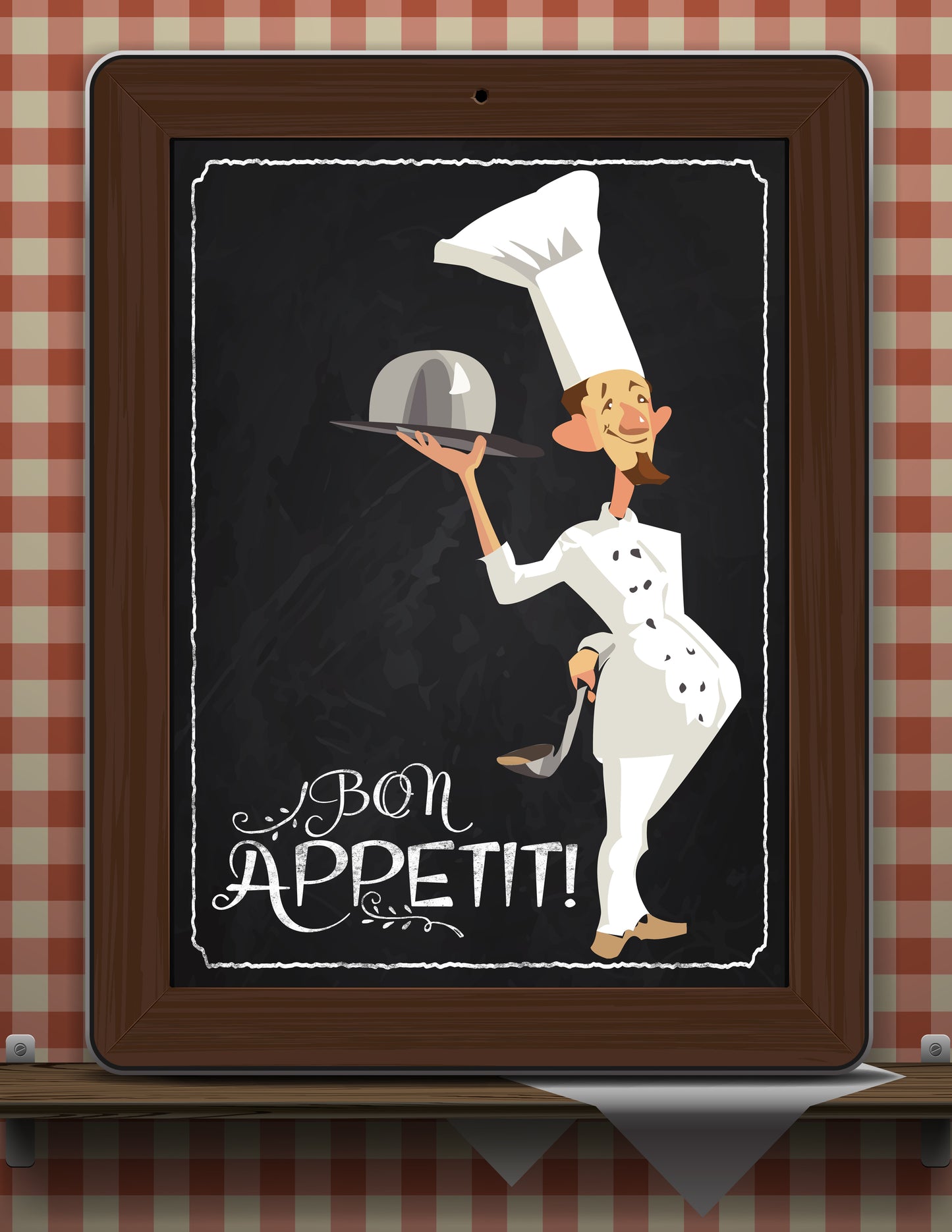 D#376 Wall art prints, Chalkboard art, Kitchen, Plate, Dinner, Breakfast, Cook, Chef, Silverware, Bon Appetit