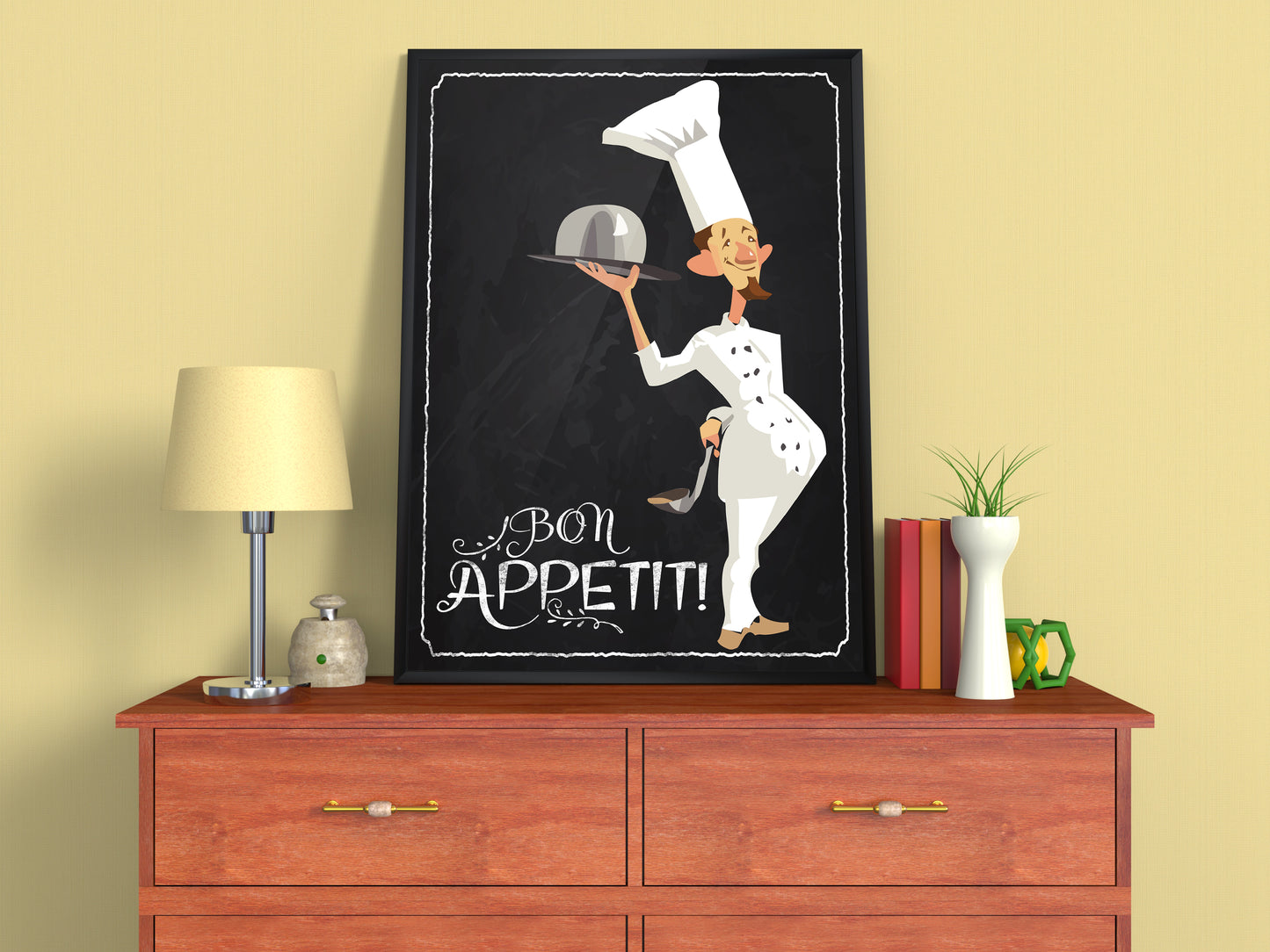 D#376 Wall art prints, Chalkboard art, Kitchen, Plate, Dinner, Breakfast, Cook, Chef, Silverware, Bon Appetit