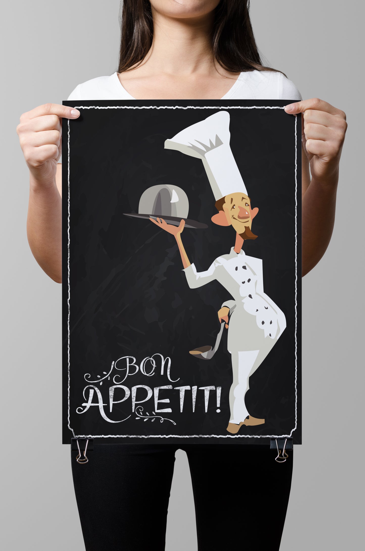 D#376 Wall art prints, Chalkboard art, Kitchen, Plate, Dinner, Breakfast, Cook, Chef, Silverware, Bon Appetit