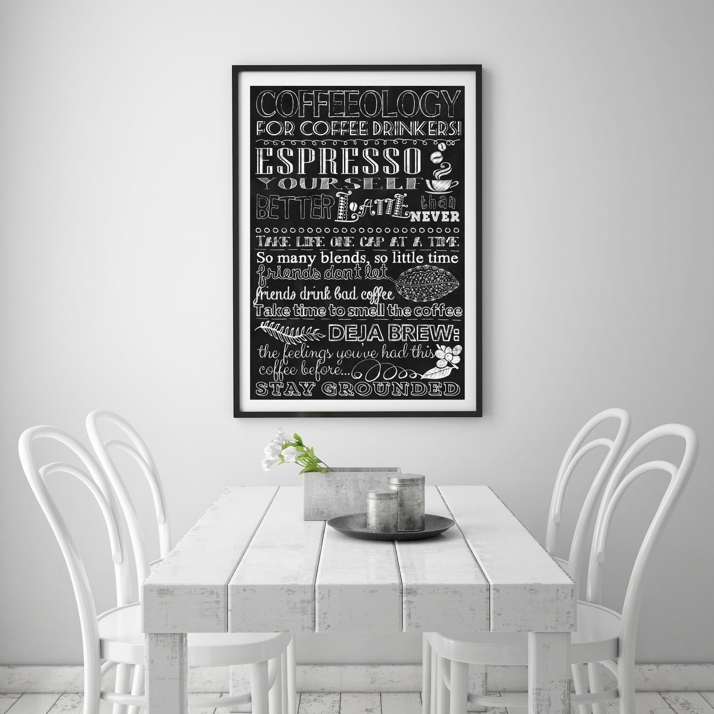 D#402, Wall Art, Decor, Poster, Chalkboard art, Kitchen, Breakfast, Coffee lovers, Coffee types, Coffeology