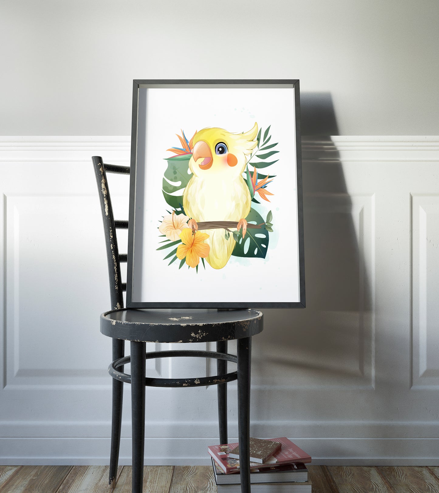 D#108 Wall art print, Poster, Birds, Parrots, Nature, Cartoon, Tropical, Jungle, Funny birds, Cockatiels