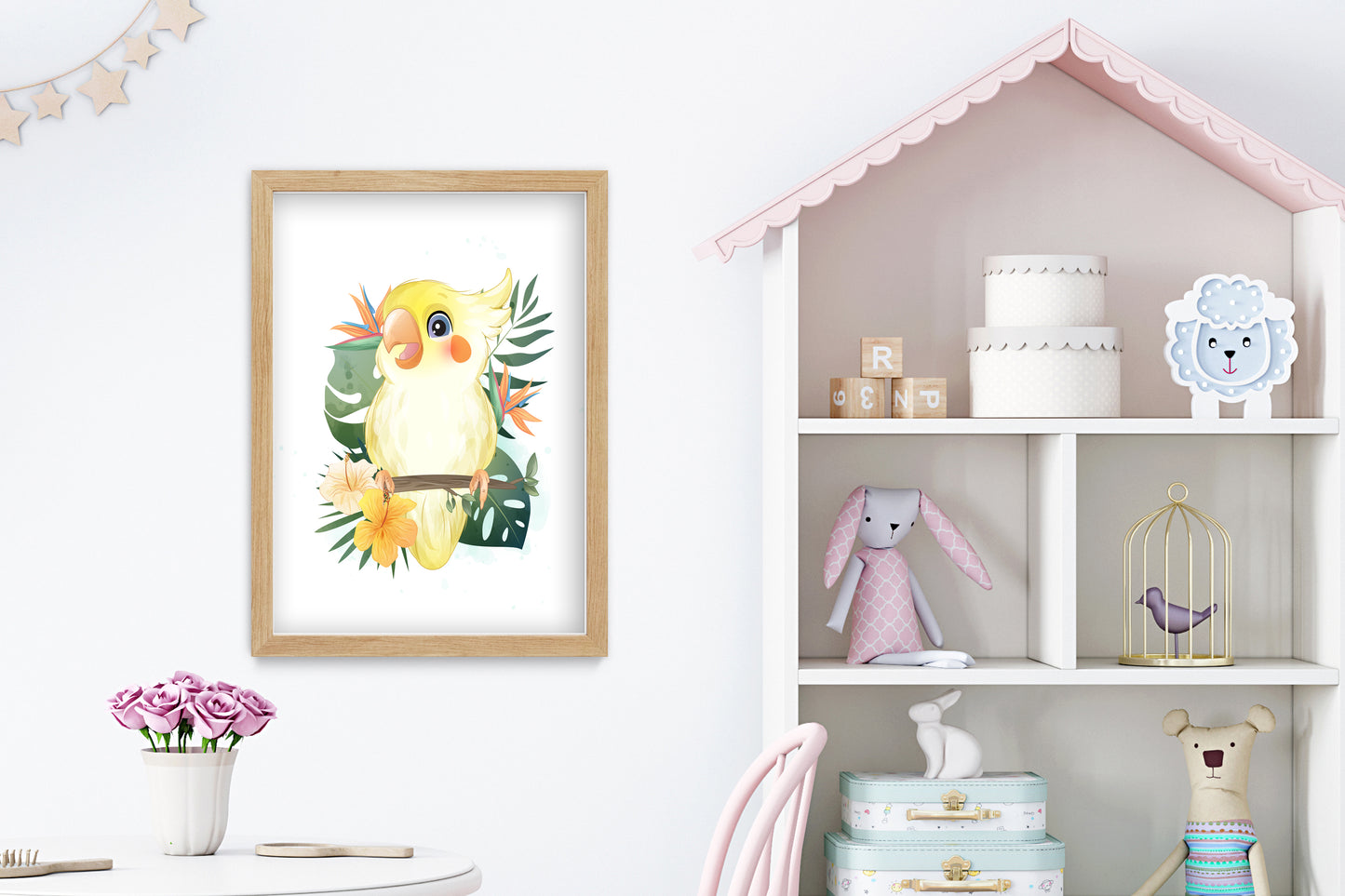 D#108 Wall art print, Poster, Birds, Parrots, Nature, Cartoon, Tropical, Jungle, Funny birds, Cockatiels