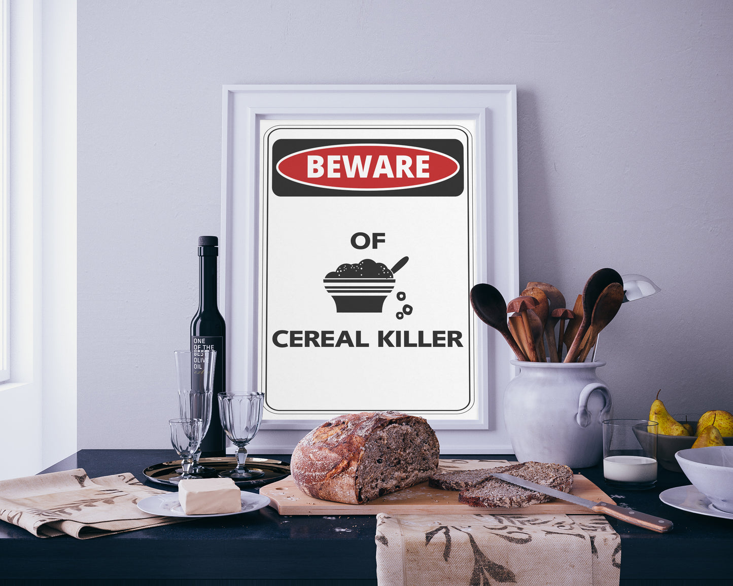 D#15 Wall art print, poster, funny poster, kitchen, Healthy Eating, Breakfast food, Diet, Beware of Cereal Killer