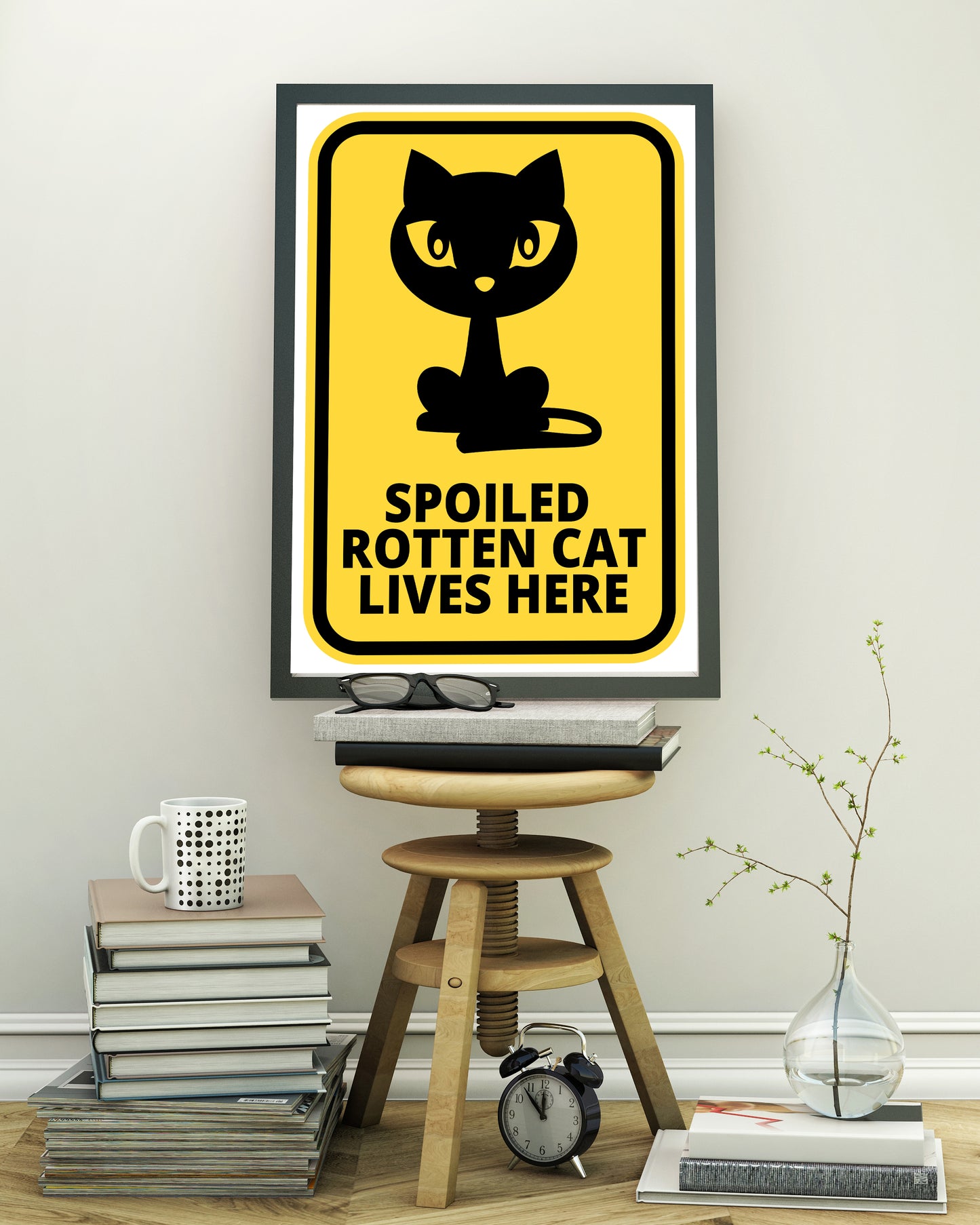 D#151 Wall art print, Poster, Pets, Fauna, Nature, Funny Animals, Kittens, Cat Lovers, Spoiled Rotten Cat Lives Here