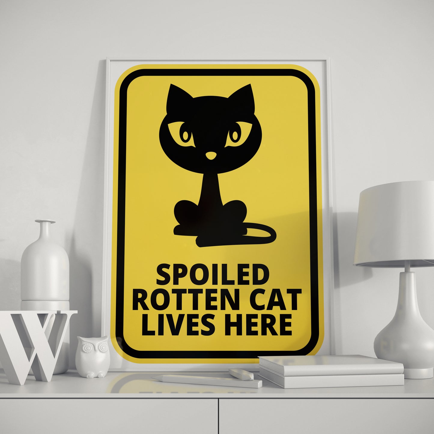 D#151 Wall art print, Poster, Pets, Fauna, Nature, Funny Animals, Kittens, Cat Lovers, Spoiled Rotten Cat Lives Here