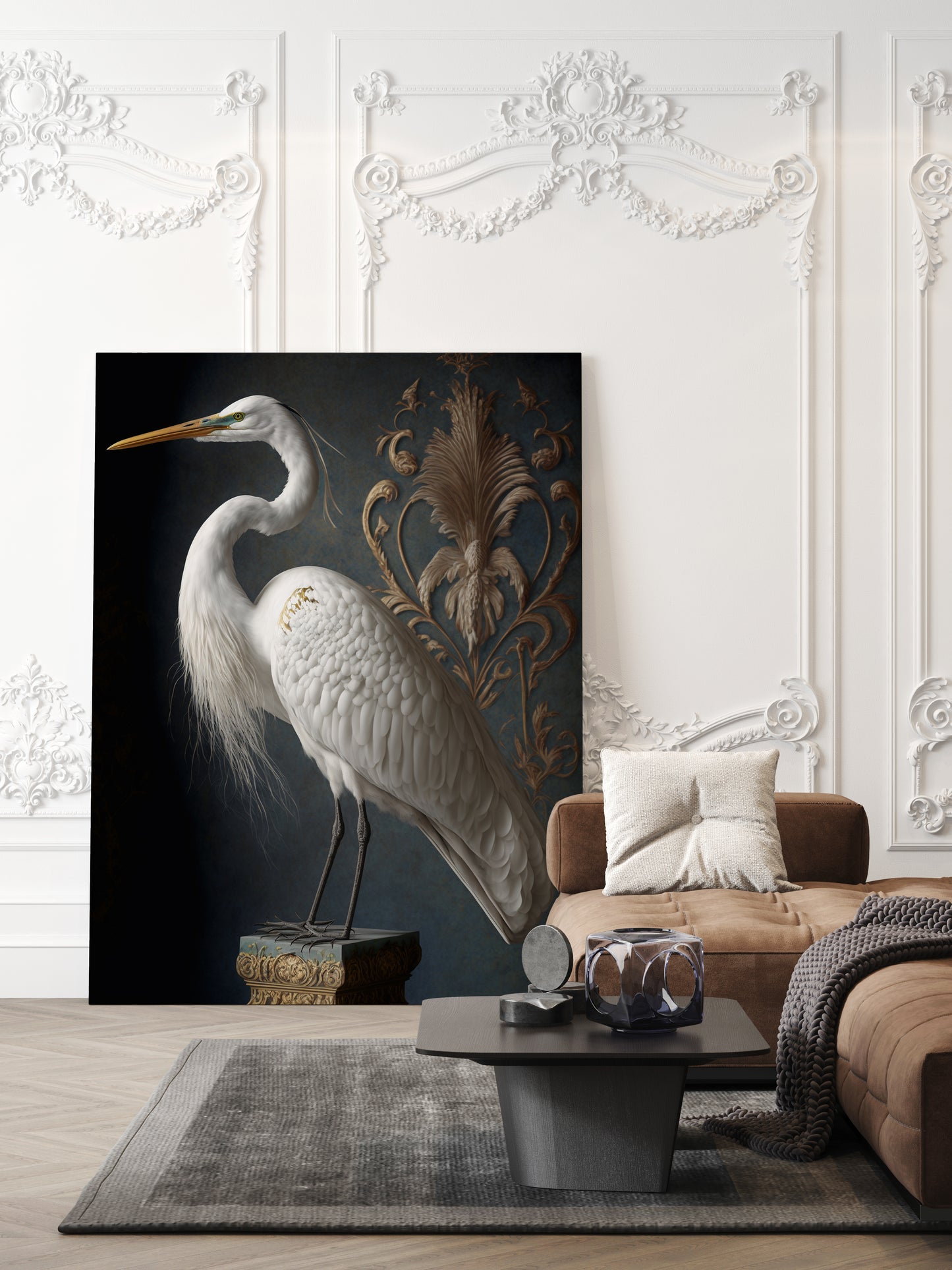 D#118_5 Wall art print, Home decor, Poster, Birds, Interior, Nature, Baroque, Royal Majesty Birds Collection, Egret