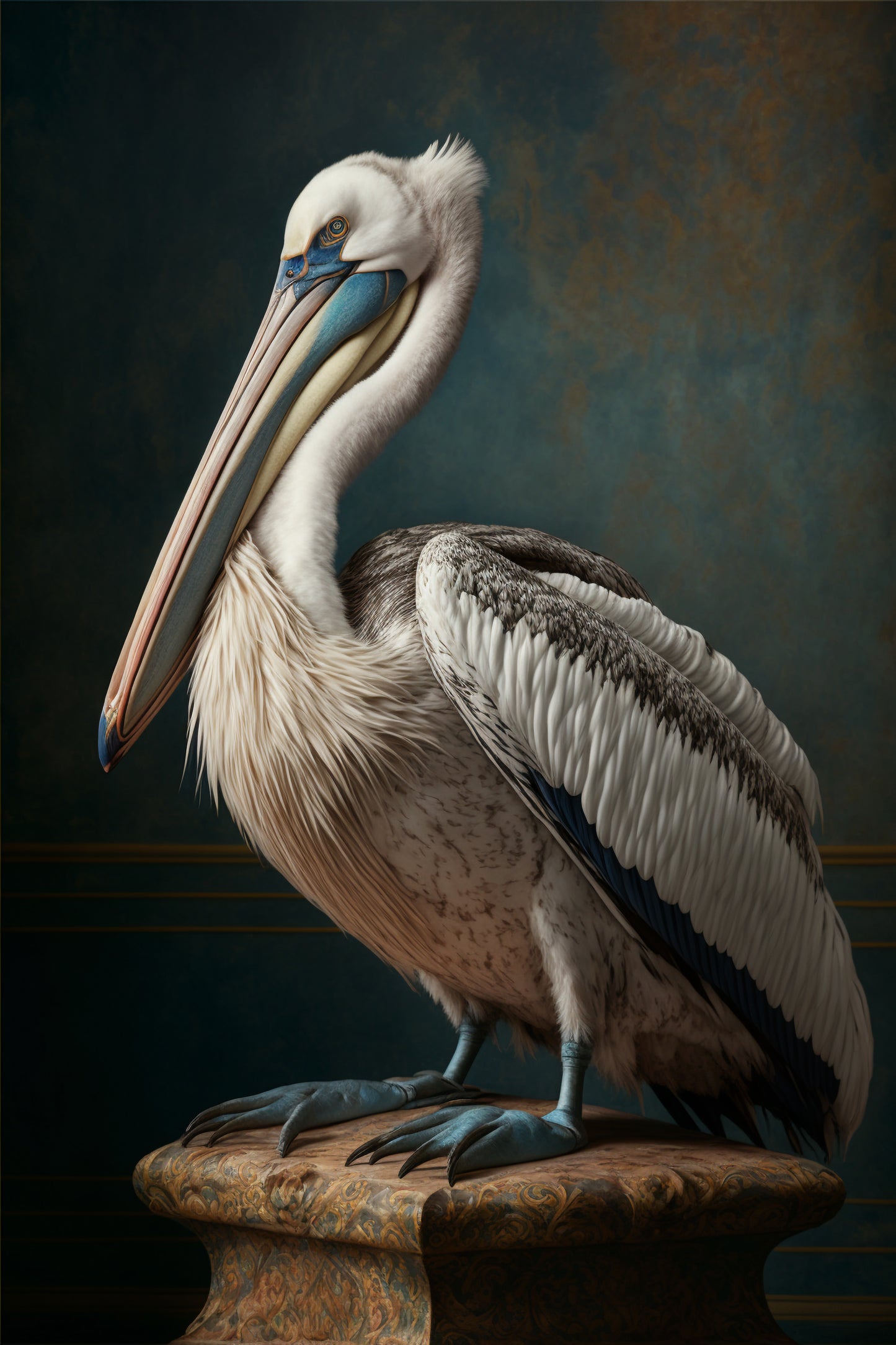 D#118_5 Wall art print, Poster, Birds, Fauna, Nature, Planet of Birds, Baroque, Royal Majesty Birds Collection, Wisdom, Pelican