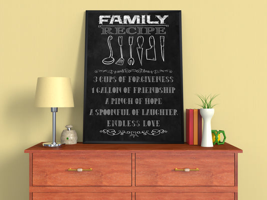 D#124 Wall art print, Poster, Chalkboard, Love, Hugs, Family, Forgiveness, Wisdom, Motherland, Mother's Day, Home, Family Recipes