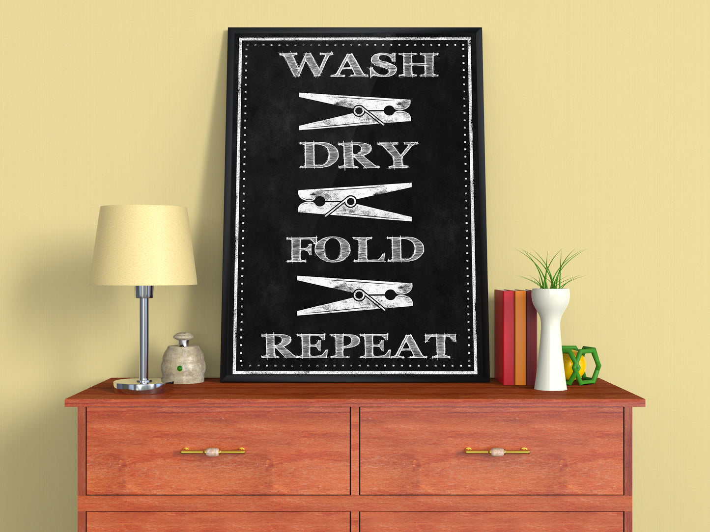 D#368, Wal art prints, chalkboard art, Washing and Drying, Wash, Dry, Fold, Laundry symbols