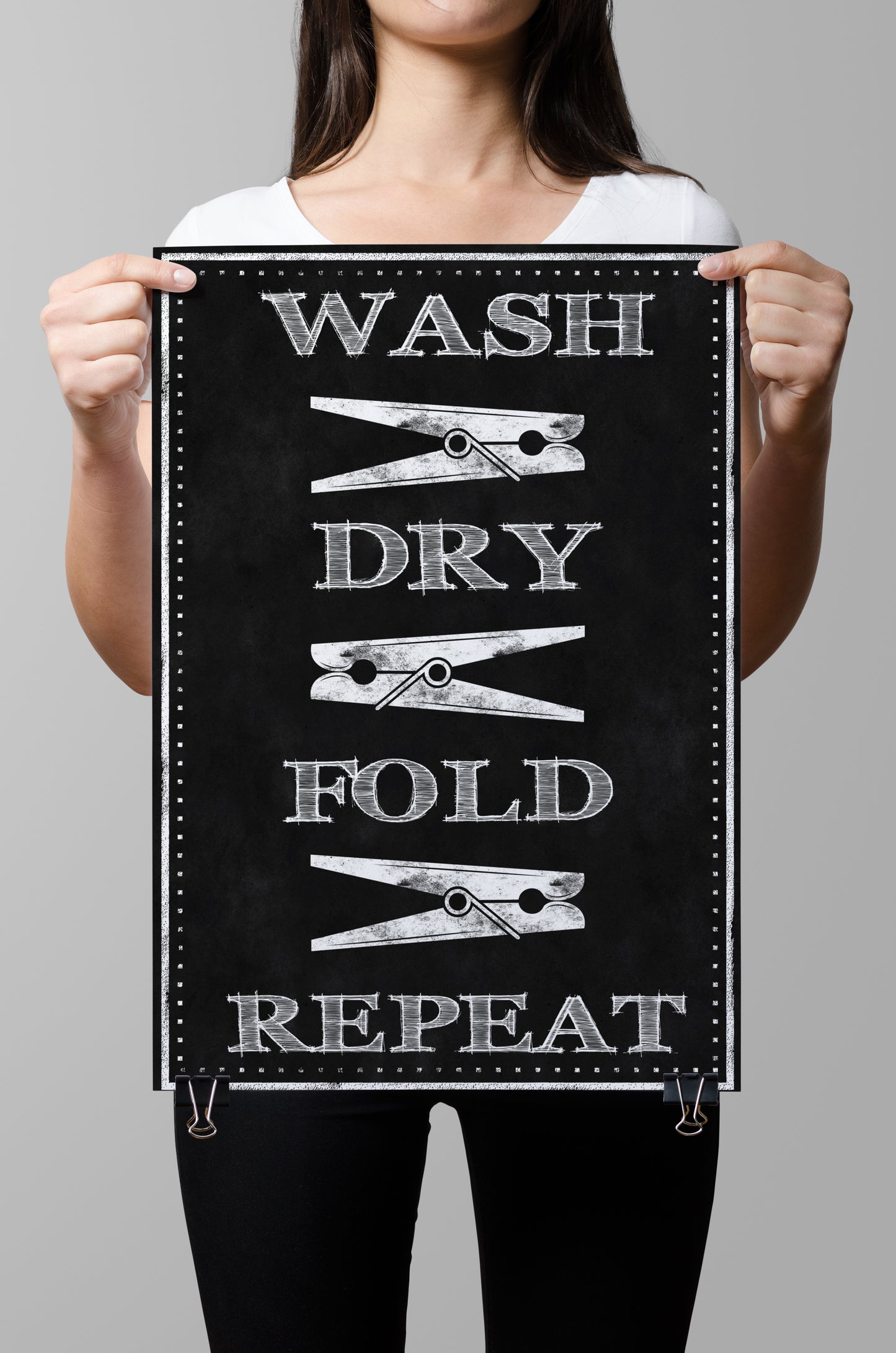 D#368, Wal art prints, chalkboard art, Washing and Drying, Wash, Dry, Fold, Laundry symbols