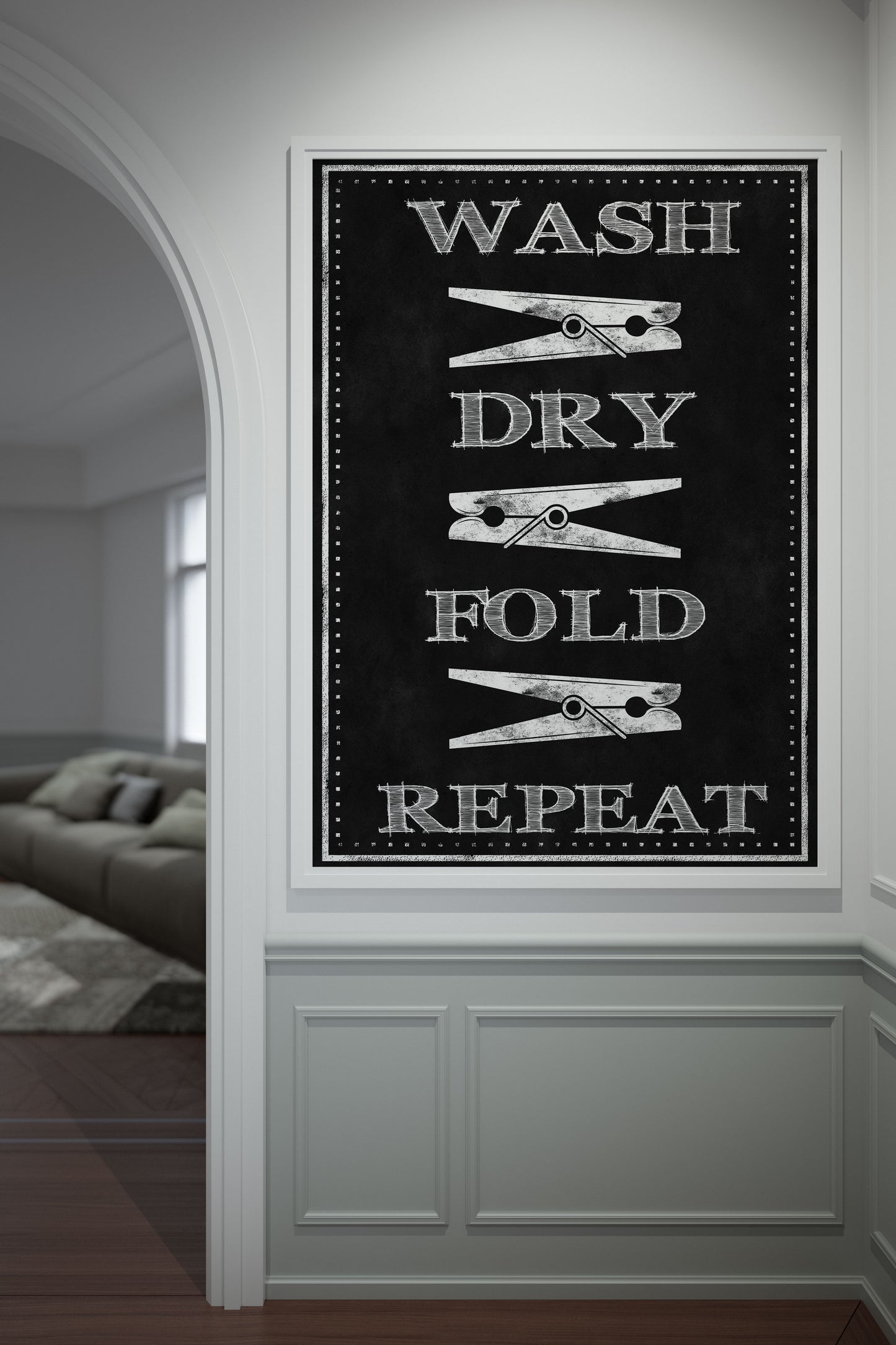 D#368, Wal art prints, chalkboard art, Washing and Drying, Wash, Dry, Fold, Laundry symbols