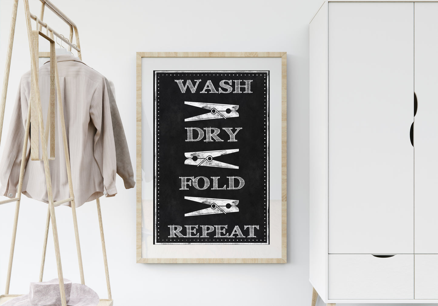 D#368, Wal art prints, chalkboard art, Washing and Drying, Wash, Dry, Fold, Laundry symbols