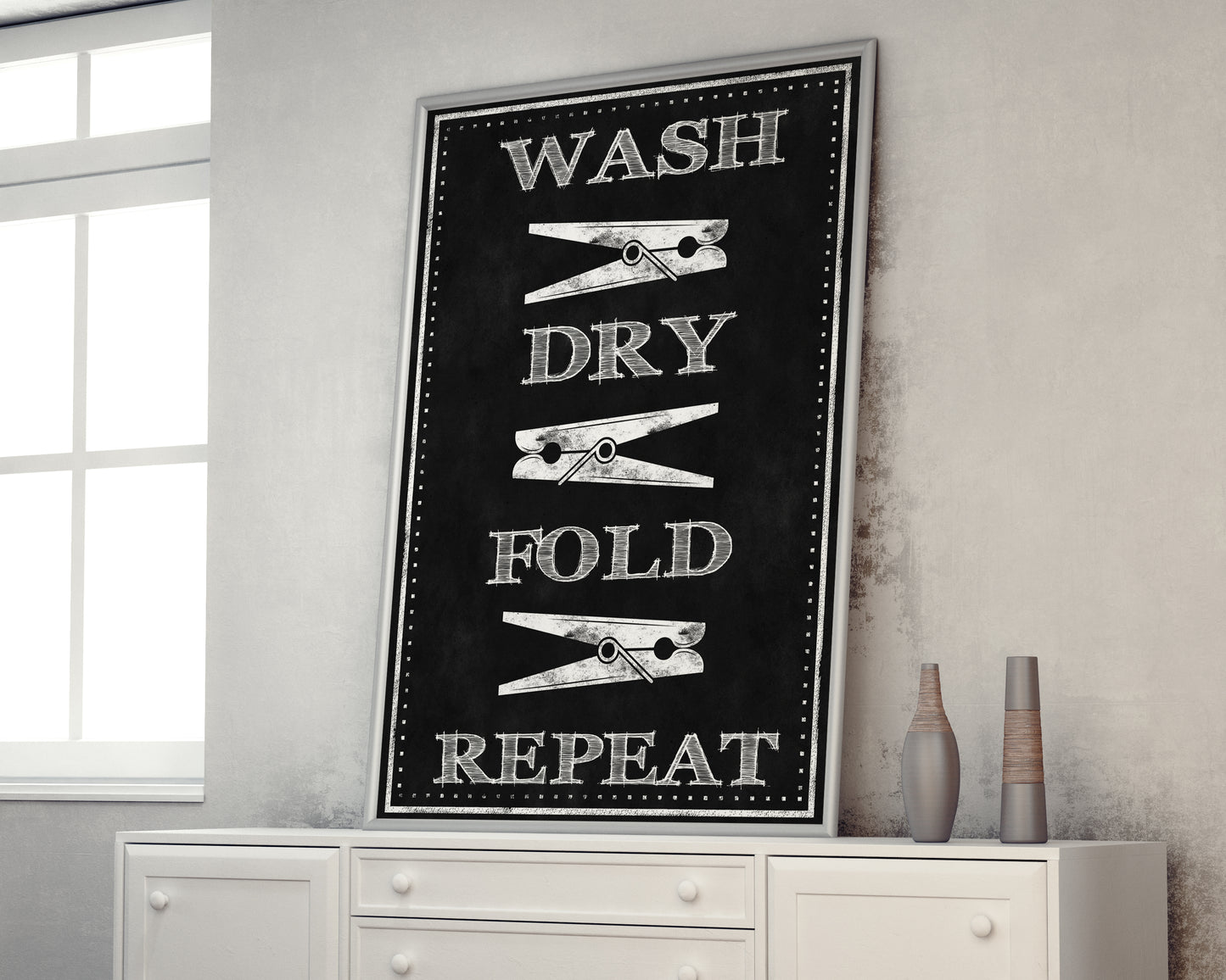 D#368, Wal art prints, chalkboard art, Washing and Drying, Wash, Dry, Fold, Laundry symbols