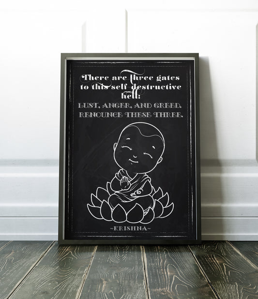 D#278 Wall art design, poster, Karma, Chalkboard, Retreat, Chakras, Buddha, Feng Shui, ZEN, Meditation, Relax, Yoga, Lord Krishna