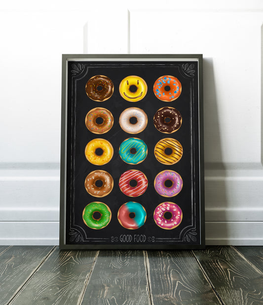 D#260, Wall art print,  Chalkboard poster, Bar, Desserts, Kitchen, Restaraunt, Pastry, Bakery, Donuts Collection