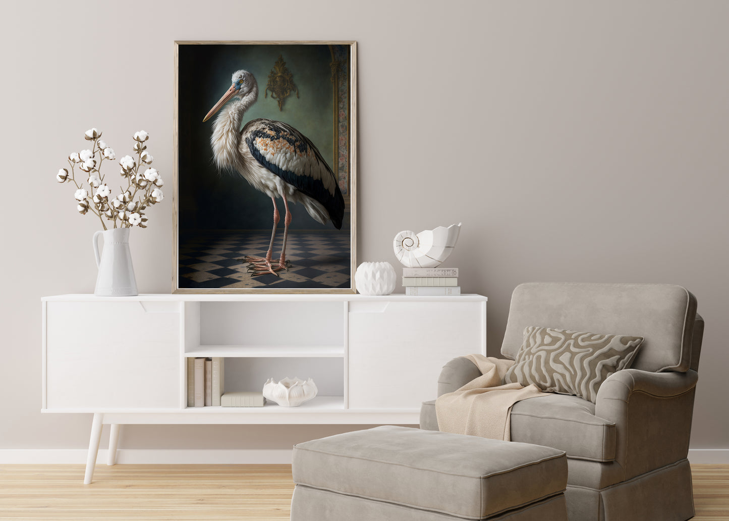 D#118_3 Wall art print, Poster, Birds, Fauna, Nature, Planet of Birds, Baroque, Tropical, Royal Majesty Birds, Jungle, Stork