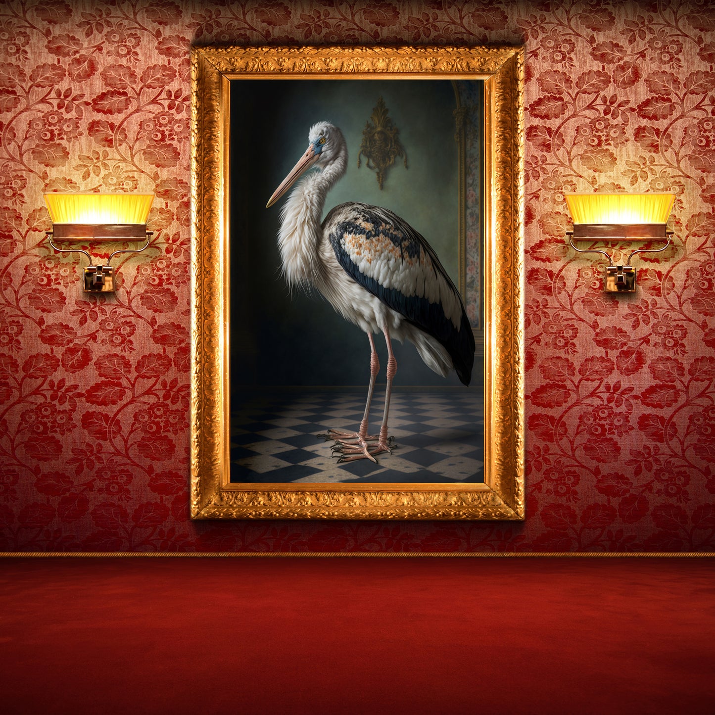 D#118_3 Wall art print, Poster, Birds, Fauna, Nature, Planet of Birds, Baroque, Tropical, Royal Majesty Birds, Jungle, Stork