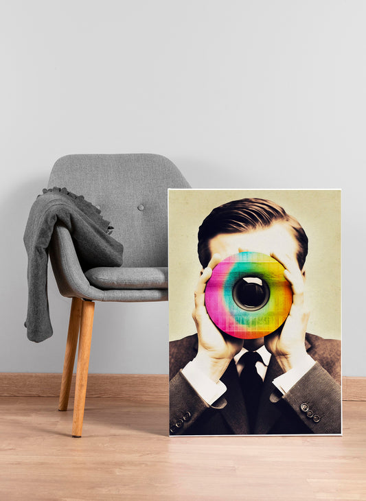 D#274 Wall art print, Poster, Rainbow, Mainkind, Pride Month, Surrealism, Tolerance, Man with Laser Disk