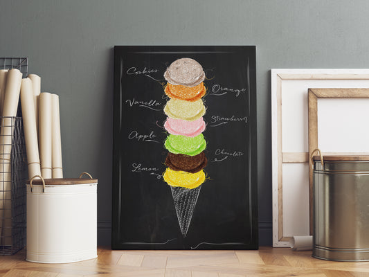 D#286, Wall art print, Chalkboard poster, Desserts, Kitchen, Dolce Vita, Pastry, Bakery, Ice Cream collection