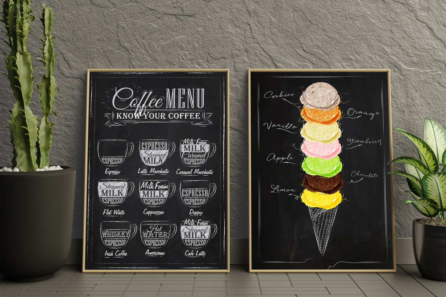 D#286, Wall art print, Chalkboard poster, Desserts, Kitchen, Dolce Vita, Pastry, Bakery, Ice Cream collection