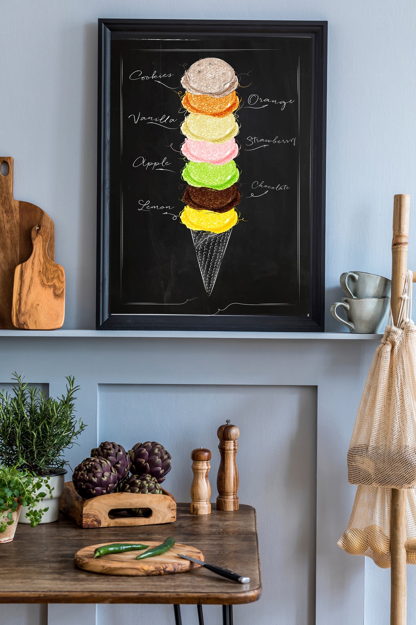 D#286, Wall art print, Chalkboard poster, Desserts, Kitchen, Dolce Vita, Pastry, Bakery, Ice Cream collection