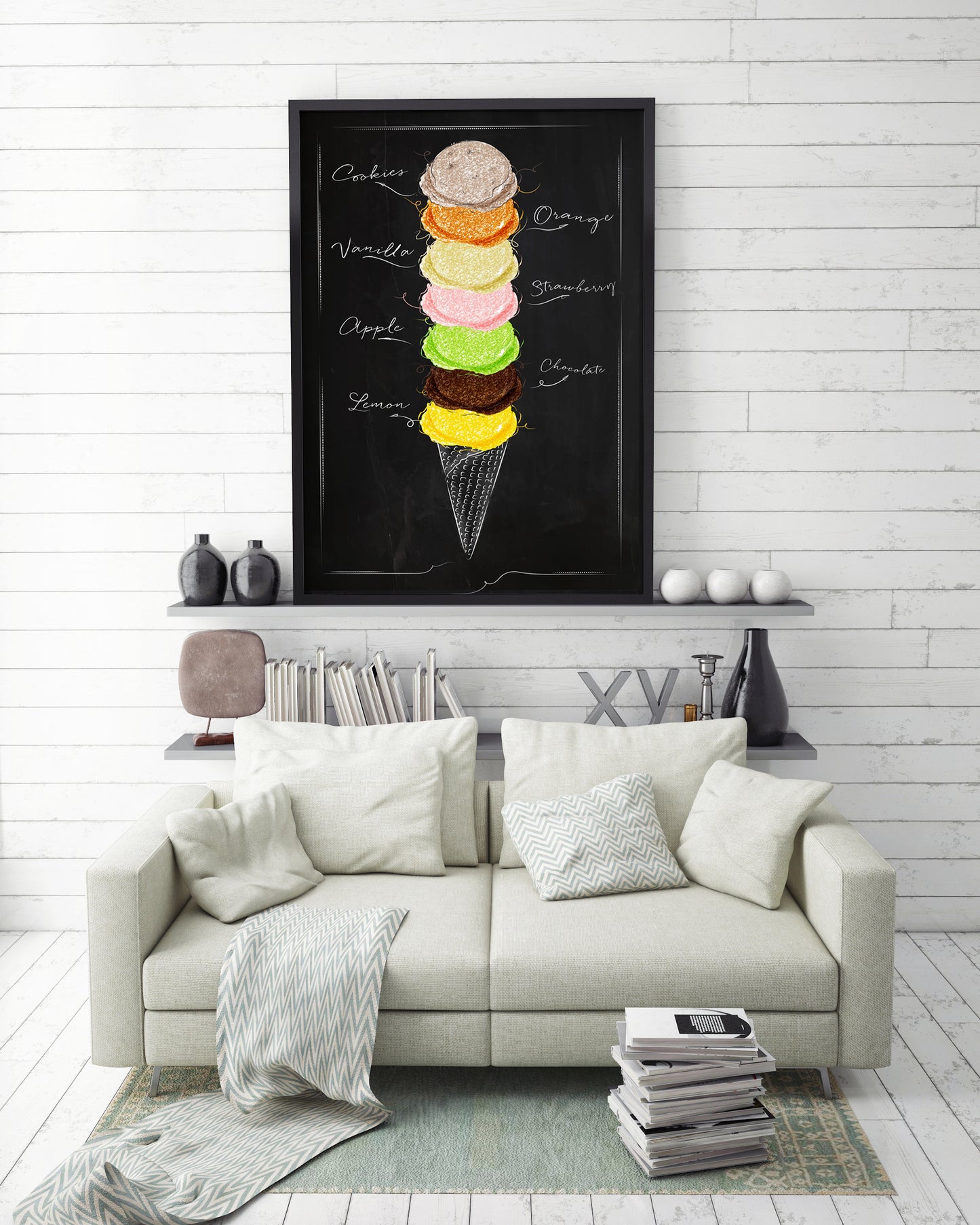 D#286, Wall art print, Chalkboard poster, Desserts, Kitchen, Dolce Vita, Pastry, Bakery, Ice Cream collection