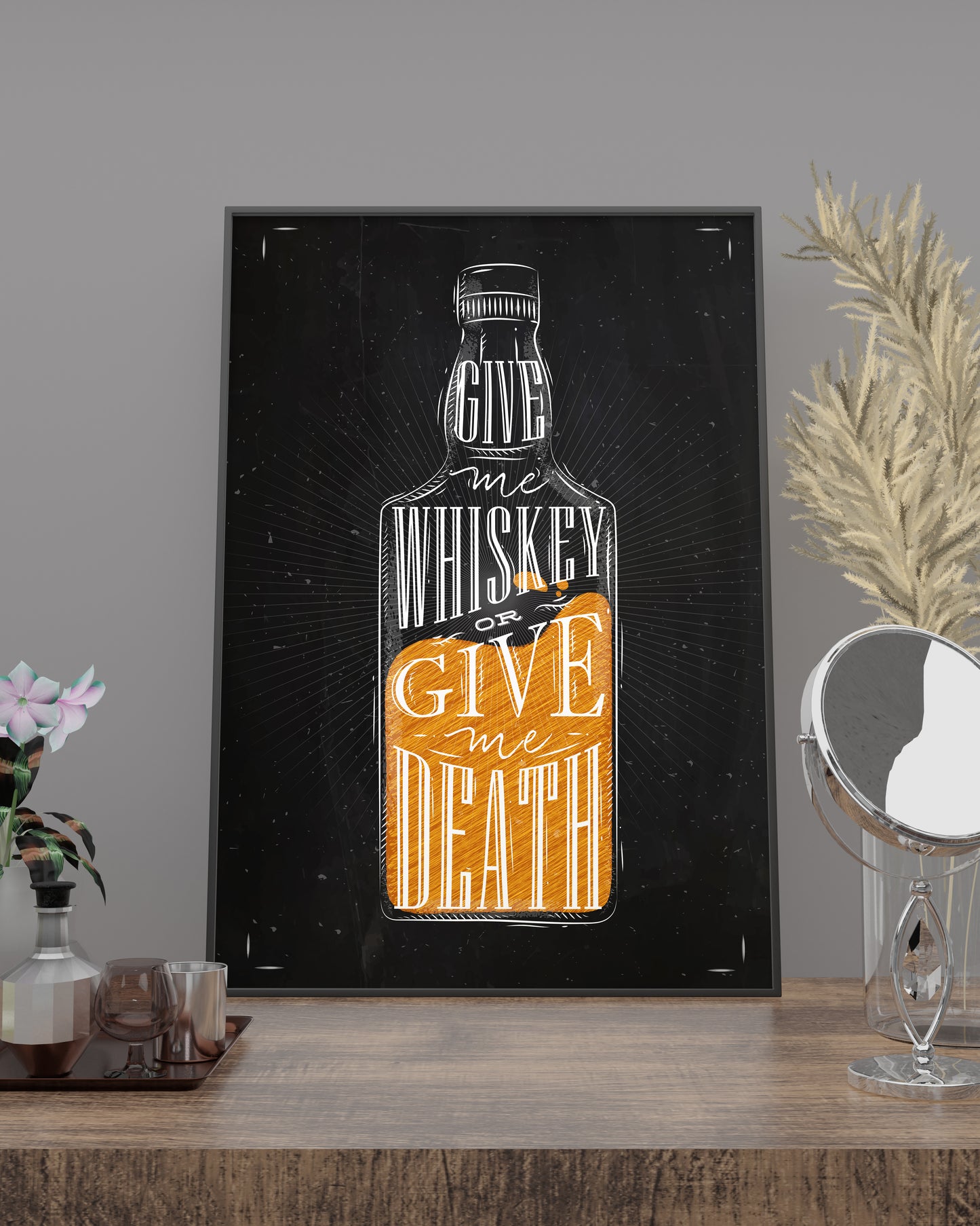 D#289 Wall art design, poster, Charkboard kitchen art, Bartender,  Alcoholic beverages, Drinks, Bar, Festival, WHISKY bottle