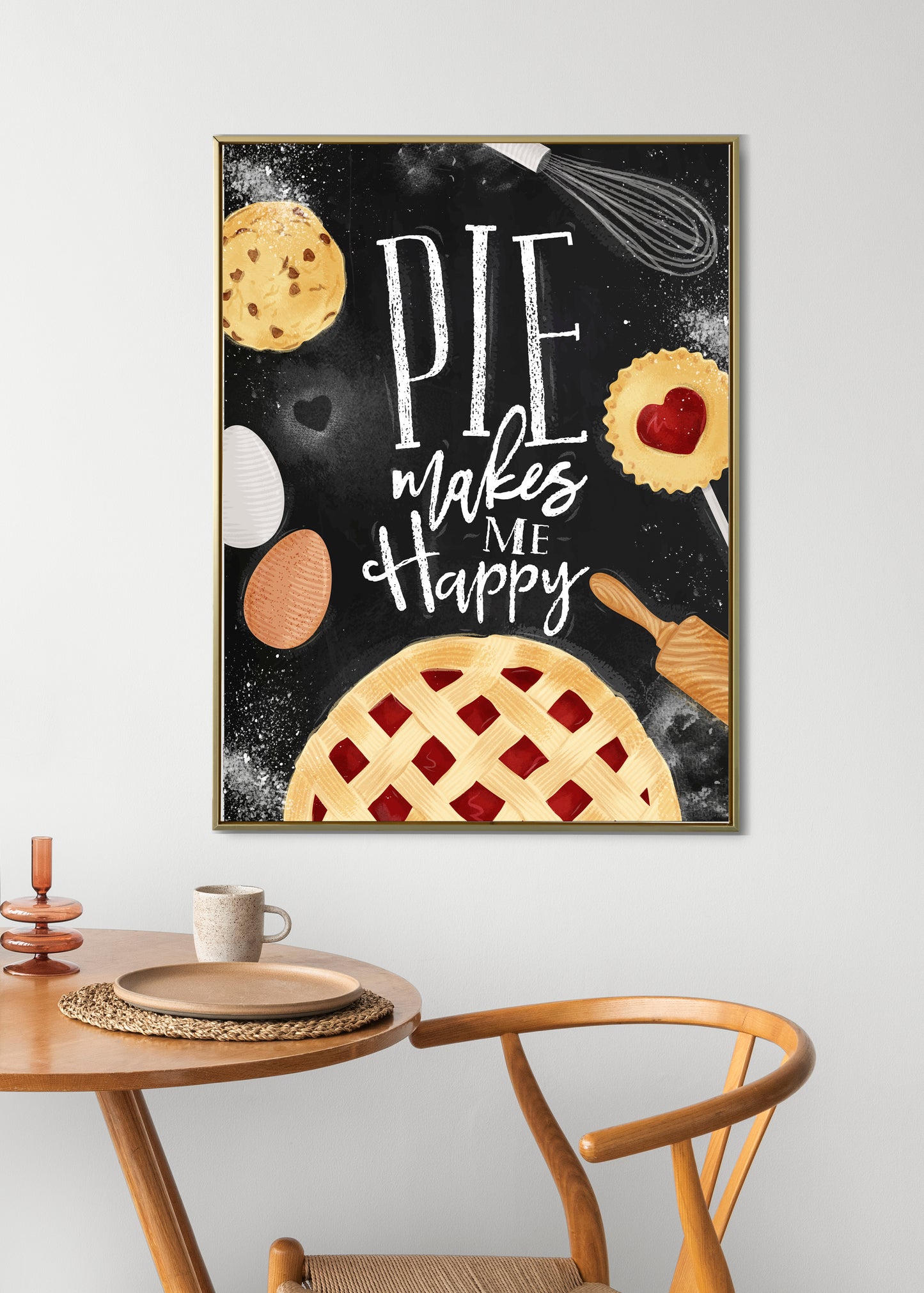 D#291, Wall art print, Chalkboard poster, Desserts, Food,  Kitchen, Dolce Vita, Pastry, Bakery, American Pie