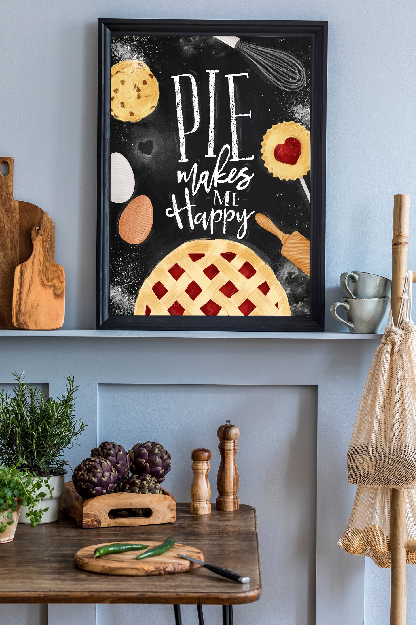 D#291, Wall art print, Chalkboard poster, Desserts, Food,  Kitchen, Dolce Vita, Pastry, Bakery, American Pie