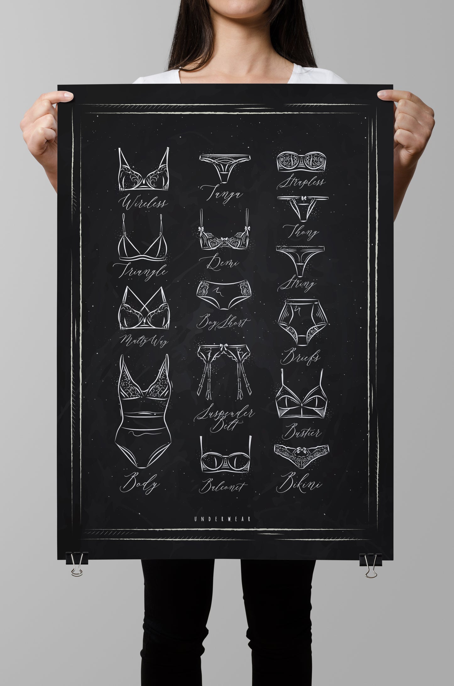 D#293 Wall art print, Poster, Chalkboard, Undergarment, Bikini, Strings, Tanga, Thong,  Body, Push up, Cloth, Bra, Underware Types